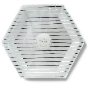Silver Stripes Paper Plates - Holly & Ivy
