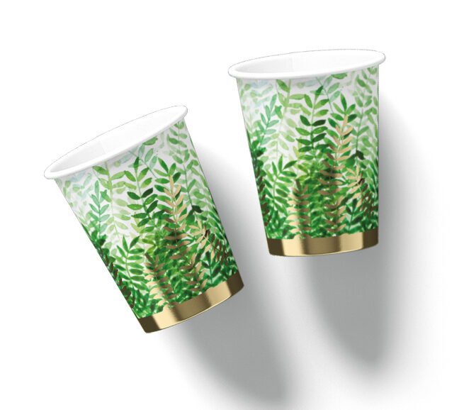 Green Foliage Paper Cups - Holly & Ivy